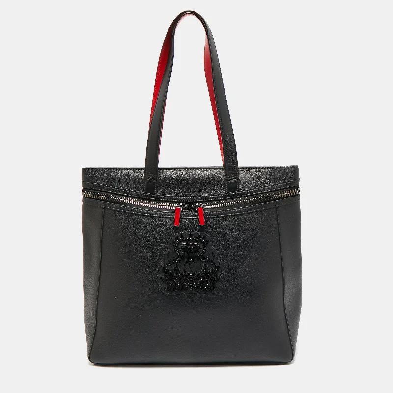 Handle bags with bright accents for pop -Christian Louboutin Black Leather Casado Tote