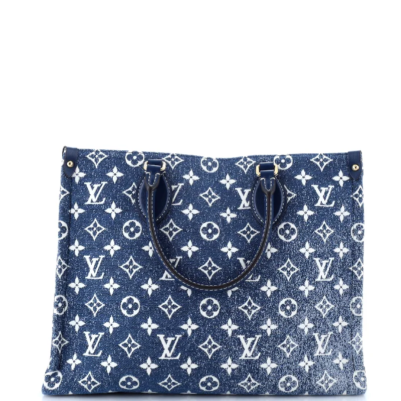 Handle bags with soft linings for protection -OnTheGo Tote Monogram Jacquard Denim MM