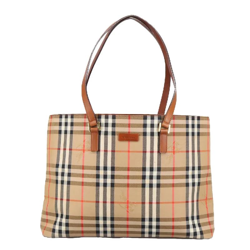 Handle bags with bright neons for visibility -Burberry Nova Check  Canvas Tote Bag (Pre-Owned)