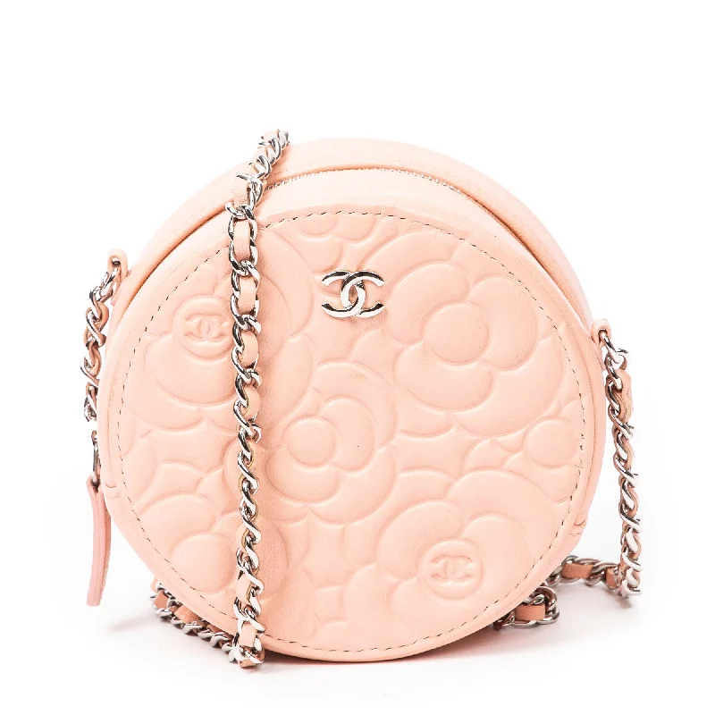 Handle bags with detachable pouches for versatility -Mini Round Camellia Chain Crossbody