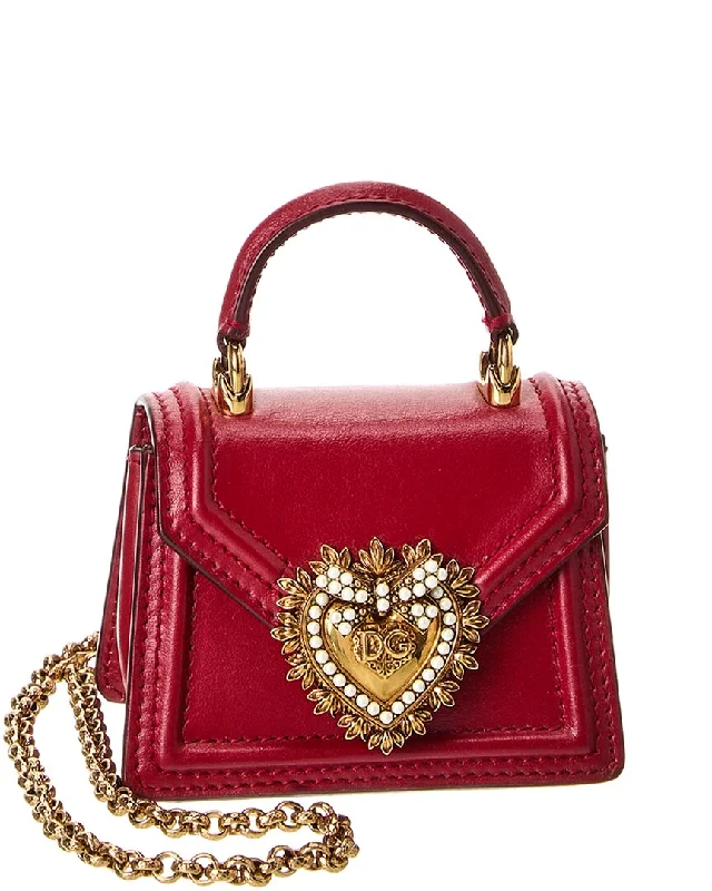 Handle bags with multi-color weaves for vibrancy -Dolce & Gabbana Devotion Leather Micro Bag