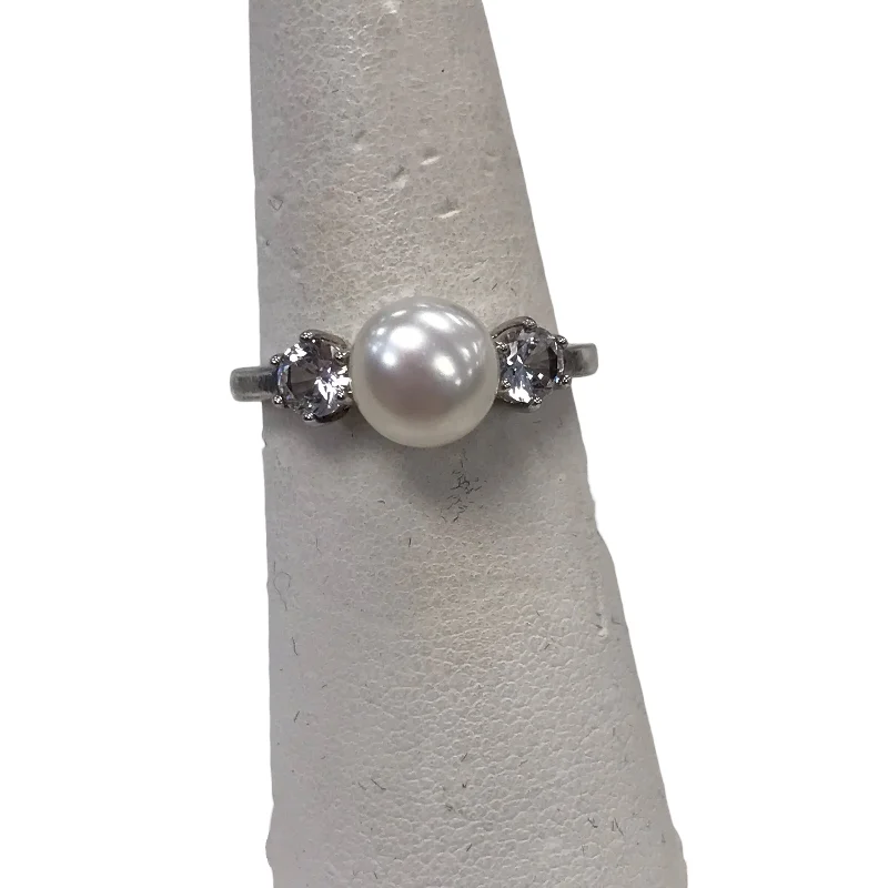 Rings with polished onyx for sleek contrast -Ring Band by Zales In White