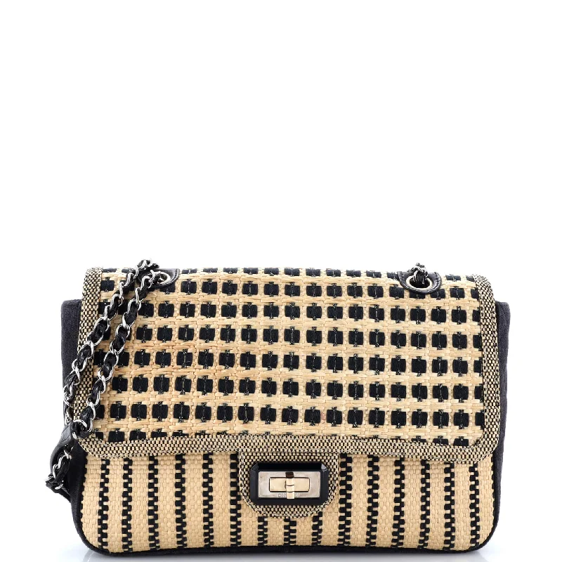 Handle bags with soft linings for protection -Cannes Mademoiselle Flap Bag Woven Raffia Medium