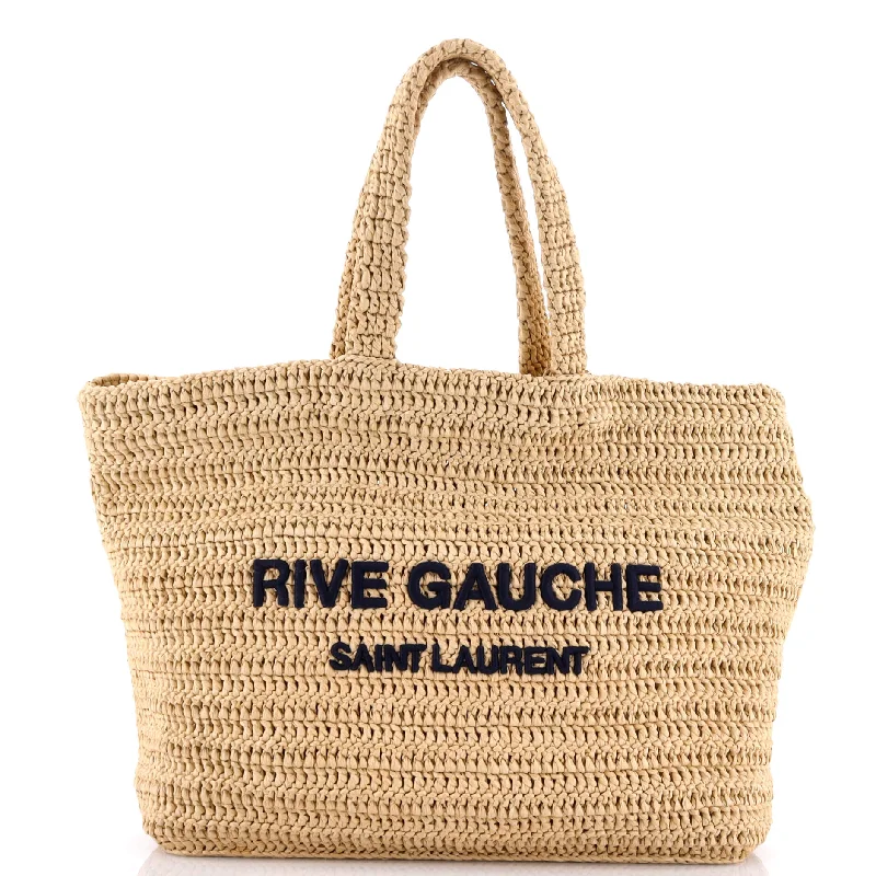 Handle bags with bright florals for cheer -Rive Gauche Supple Tote Raffia