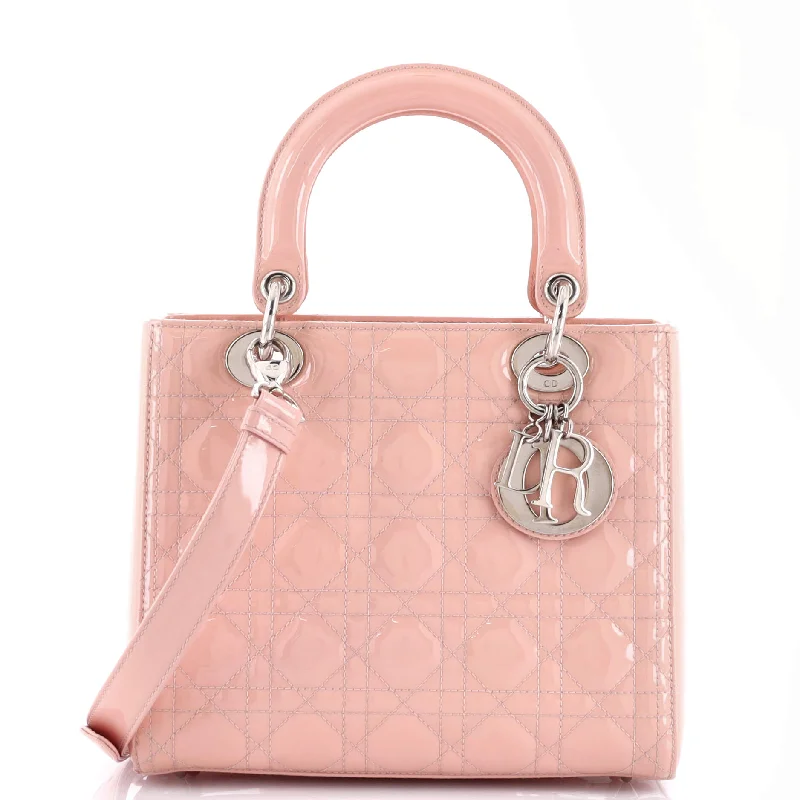 Handle bags with durable hemp for sustainability -Lady Dior Bag Cannage Quilt Patent Medium