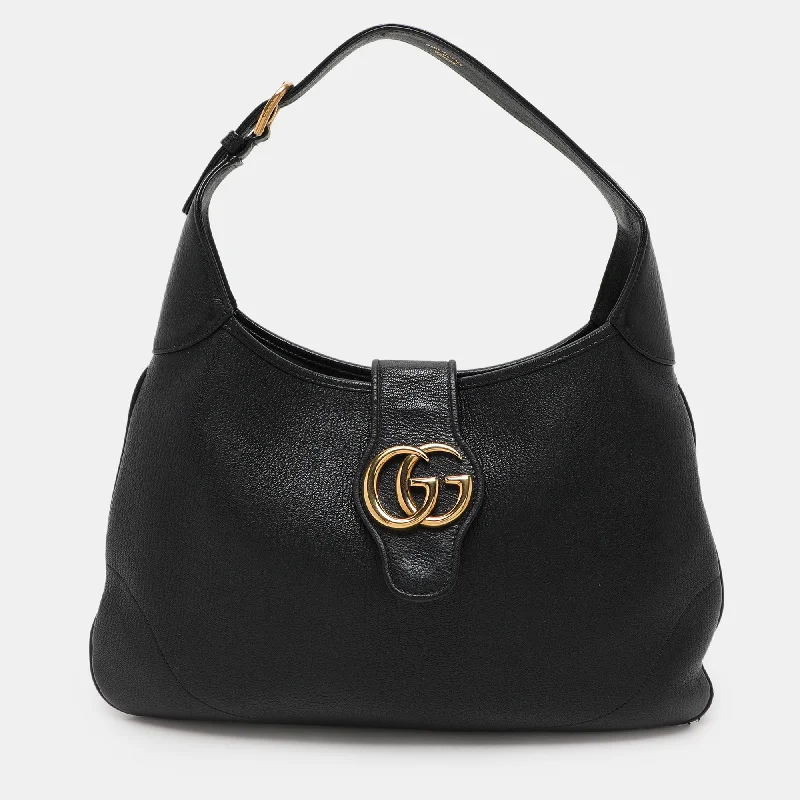 Durable handle bags for heavy-duty everyday use -Gucci Black Leather Aphrodite Hobo