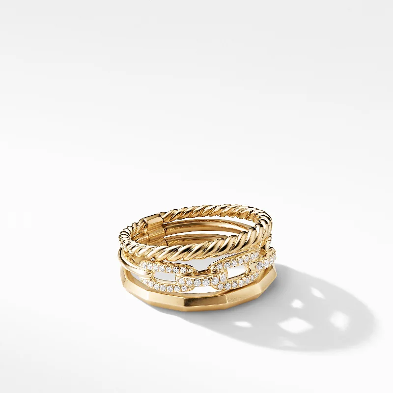 Rings with shield-shaped stones for boldness -Stax Narrow Ring with Diamonds in 18K Gold, 9.5mm, Size 6