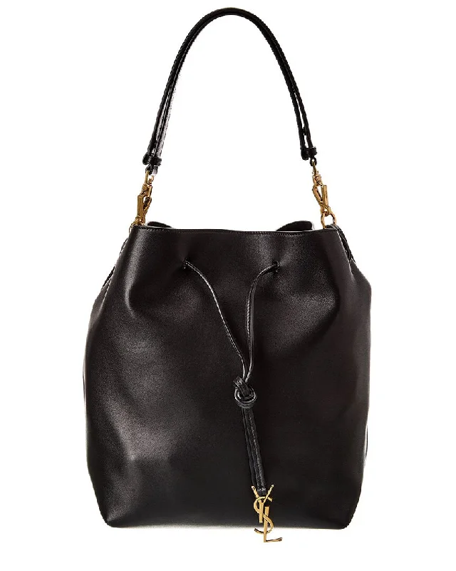 Handle bags with bold text for statements -Saint Laurent Paris VII Leather Hobo Bag