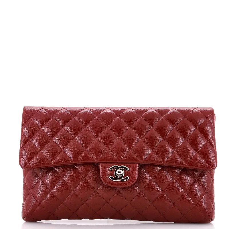 Handle bags with thick handles for support -Classic Flap Clutch Quilted Caviar