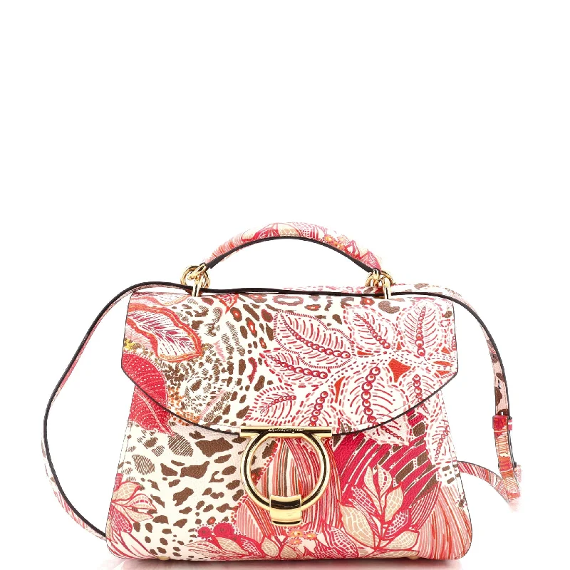 Handle bags with multi-color weaves for vibrancy -Margot Satchel Printed Leather Small