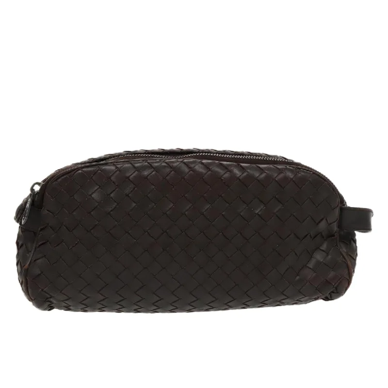 Foldable handle bags for easy storage convenience -Bottega Veneta Intrecciato  Leather Clutch Bag (Pre-Owned)