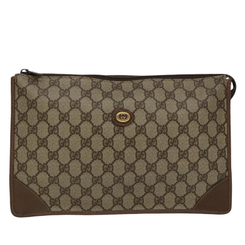 Large handle bags with spacious interior compartments -Gucci Gg Supreme  Canvas Clutch Bag (Pre-Owned)