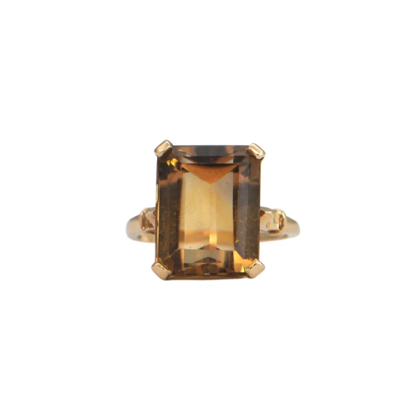 Rings with agate slices for earthy style -Retro Citrine 14k Gold Ring