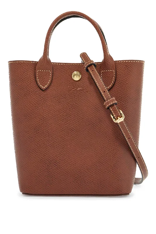 Handle bags with laptop sleeves for work -Longchamp Borsa A Mano In Pelle Di Vitello Marrone Con Tracolla Regolabile