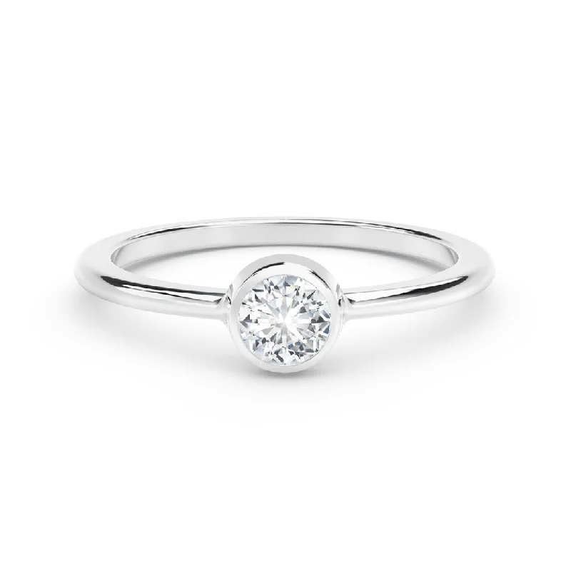 Dainty rings with subtle engraved star motifs -Classic Bezel Stackable Ring