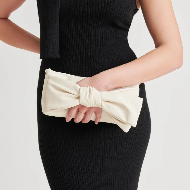 Vegan leather handle bags for eco-friendly chic -Briar Clutch Ivory Stella