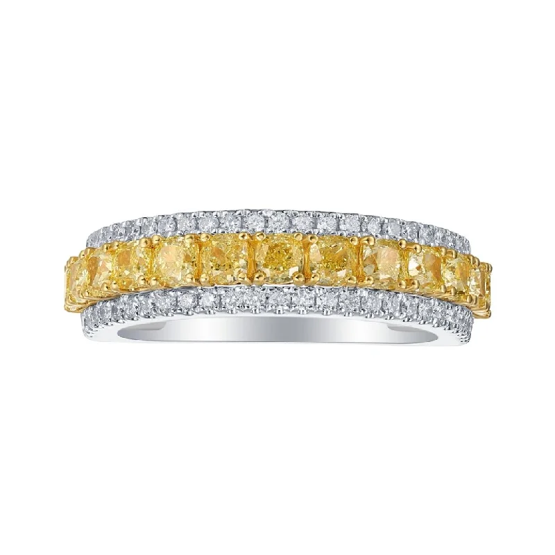 Rings with crescent moon for lunar charm -Yellow Diamond Ring (Yellow Diamond 1.7 cts. White Diamond 0.38 cts.)