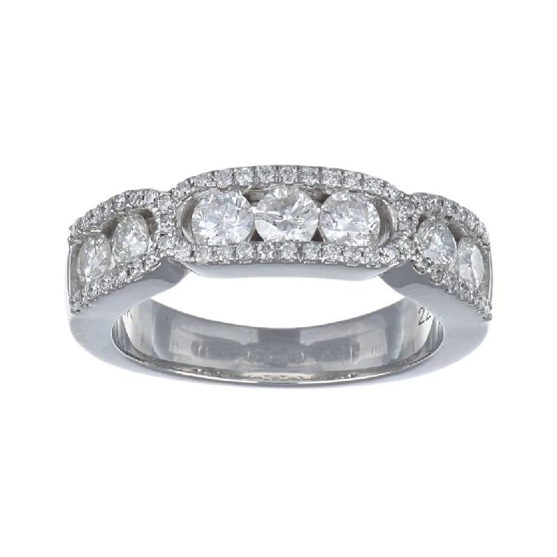 Rings with wide bands for statement wear -White Diamond Ring (White Diamond 0.83 cts. White Diamond 0.2 cts.)