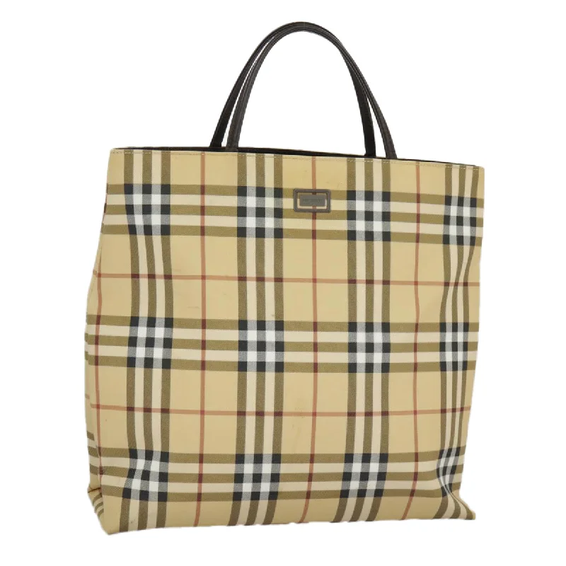 Handle bags with laptop sleeves for work -Burberry Nova Check  Canvas Tote Bag (Pre-Owned)