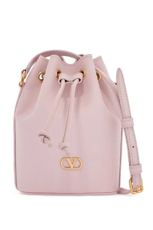 Handle bags with sleek leather for work -Valentino Garavani Borsa A Sacchetto Mini In Pelle Rosa Quarzo Con Tracolla Regolabile