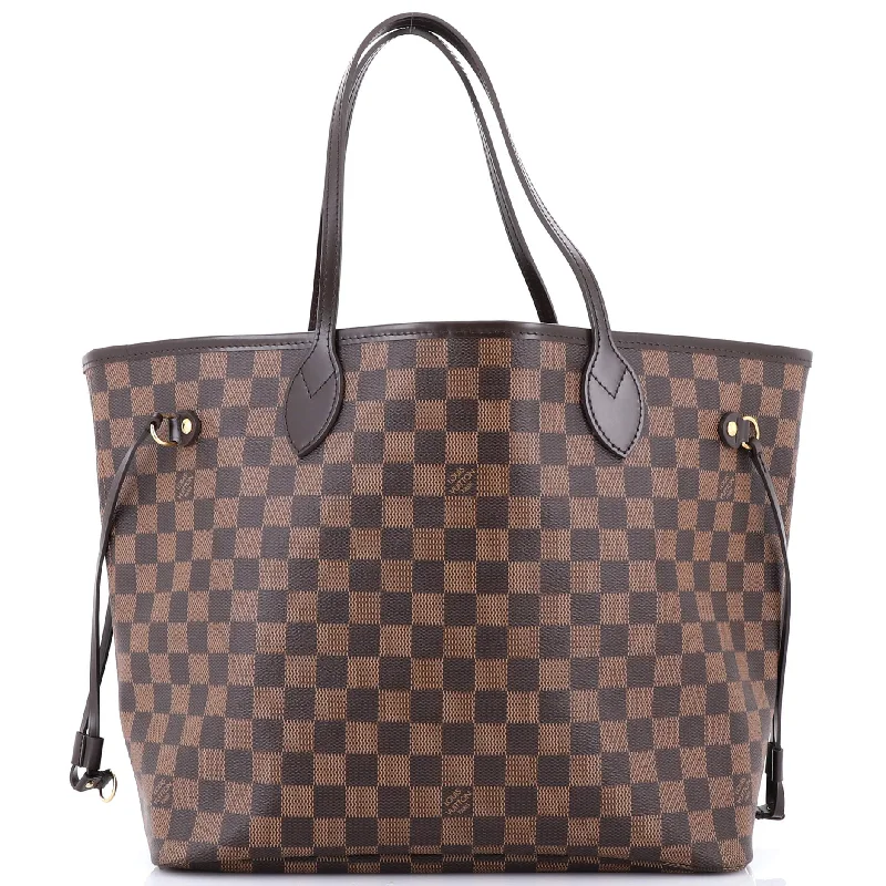 Handle bags with bold logos for branding -Neverfull NM Tote Damier MM