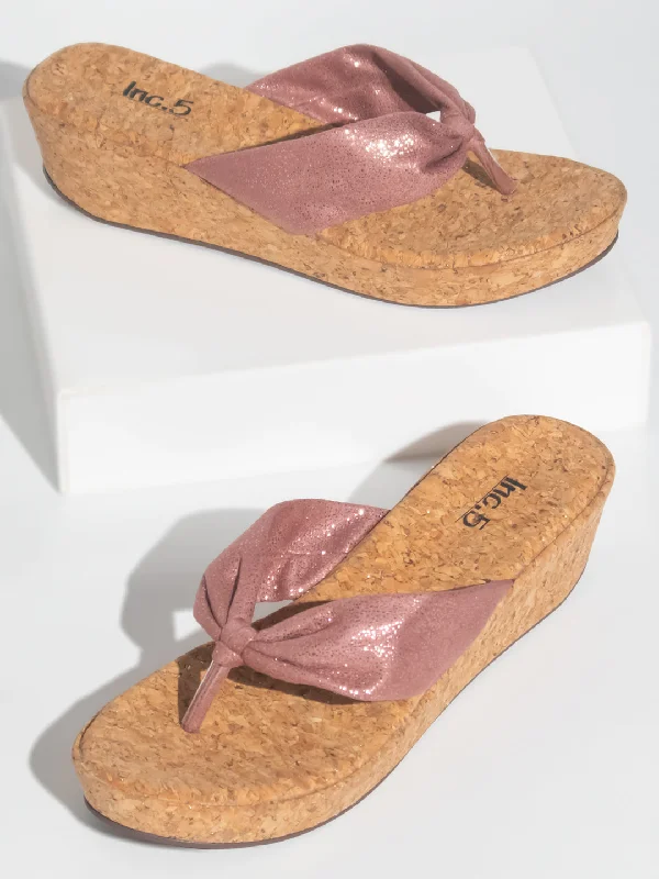 Comfortable sandals for women with closed-toe design and flexible footbed for comfort-Women Peach Wedge Heels