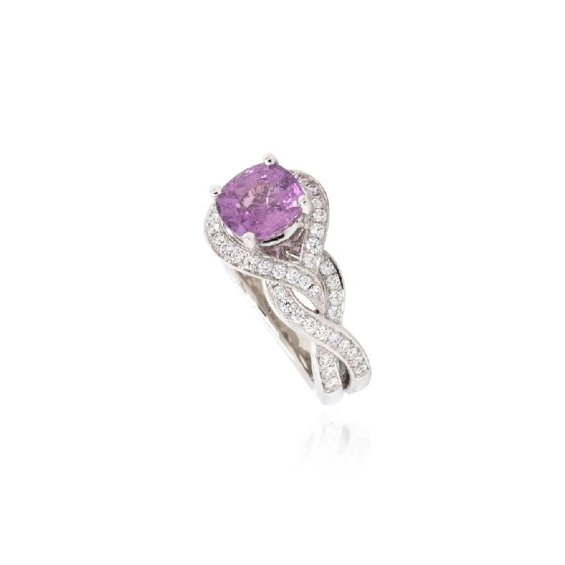 Rings with shield-shaped stones for boldness -Pink Sapphire Woven Ring