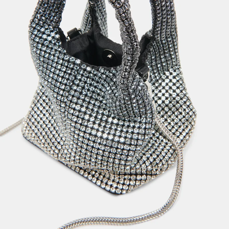 Handle bags with pastel colors for softness -Anna Handbag Black Crystal Mesh