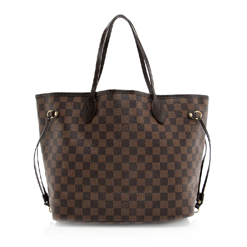 Handle bags with vegan suede for softness -Louis Vuitton Damier Ebene Neverfull MM Tote