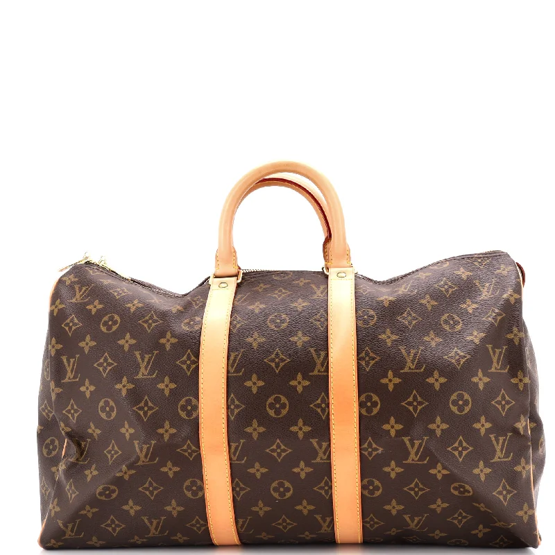 Handle bags with quilted leather for luxury -Keepall Bag Monogram Canvas 45