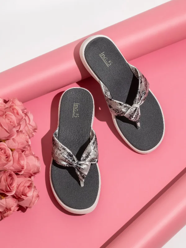 Comfortable sandals for men with breathable design and slip-on convenience for easy wear-Women Grey Printed Open Toe Comfort Heels