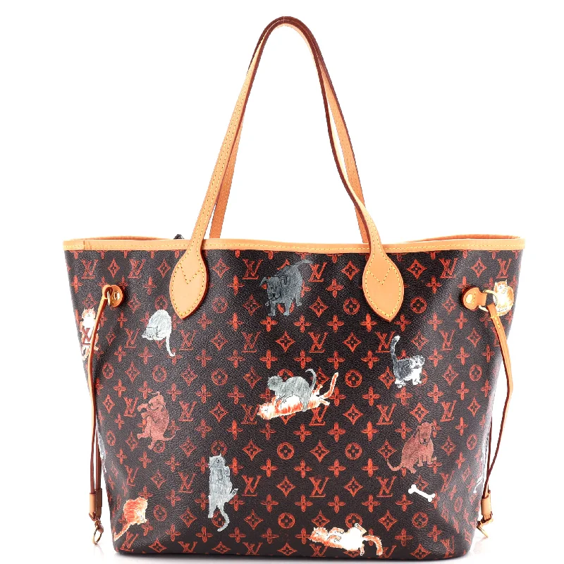 Handle bags with compact designs for portability -Neverfull NM Tote Limited Edition Grace Coddington Catogram Canvas MM