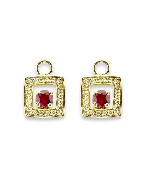 Rings with polished tourmaline for vibrant shine -Cushion Cut Earring Charms