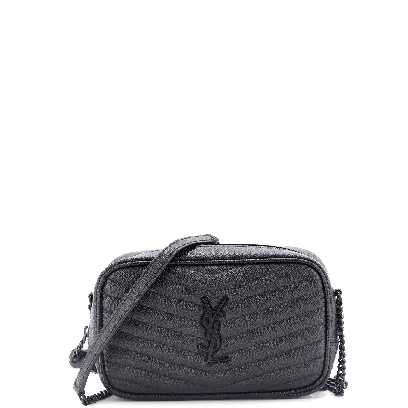 Quilted handle bags with stylish textured finish -Lou Camera Bag Matelasse Chevron Leather Mini