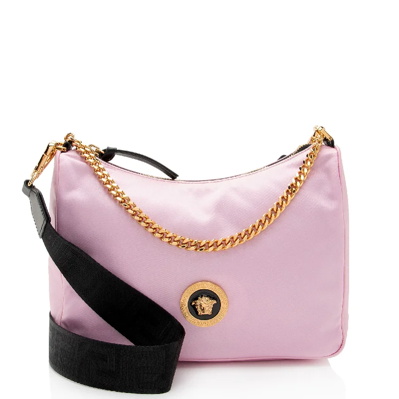 Handle bags with sturdy canvas for longevity -Versace Nylon Medusa Tribute Chain Crossbody