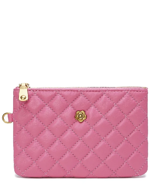 Handle bags with monogram designs for personalization -Tiffany & Fred Paris Quilted Leather Pouch