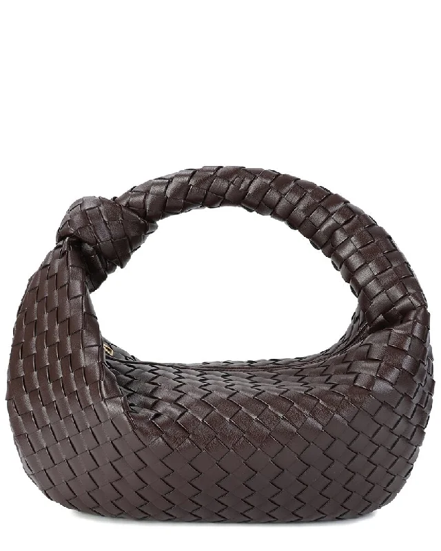 Handle bags with bold logos for branding -Tiffany & Fred Paris Large Hand-Woven Leather Pouch