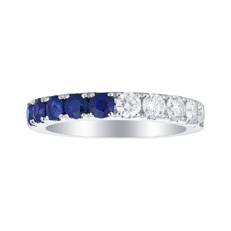 Rings with vintage-inspired rose-cut diamonds -Blue Sapphire Ring (Blue Sapphire 0.84 cts. White Diamond 0.58 cts.)