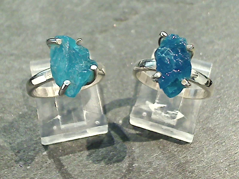 Rings with matte gold for subtle luxury -Size 6 Rough Neon Apatite, Sterling Silver Ring