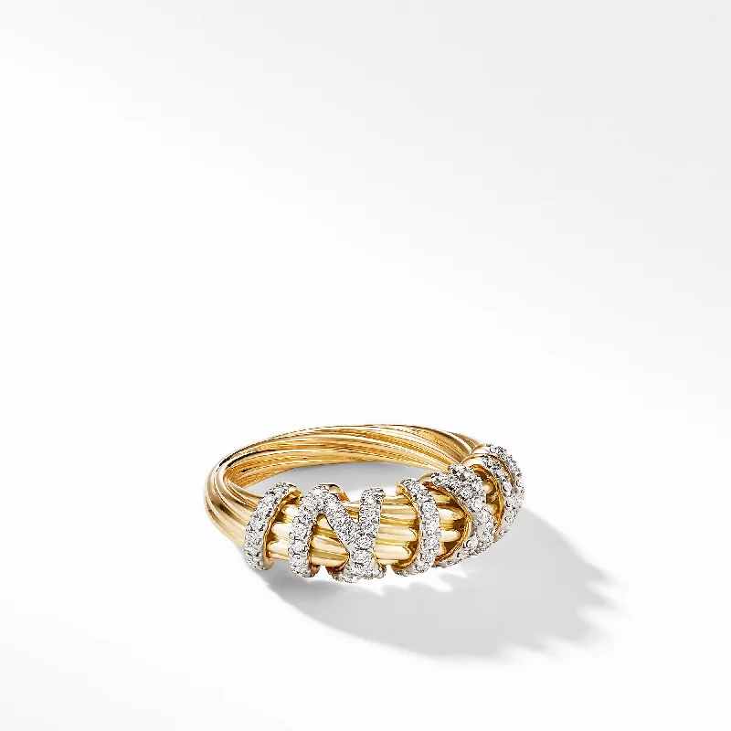 Rings with branch-inspired bands for organic -Helena Small Ring with 18K Yellow Gold and Diamonds, Size 7