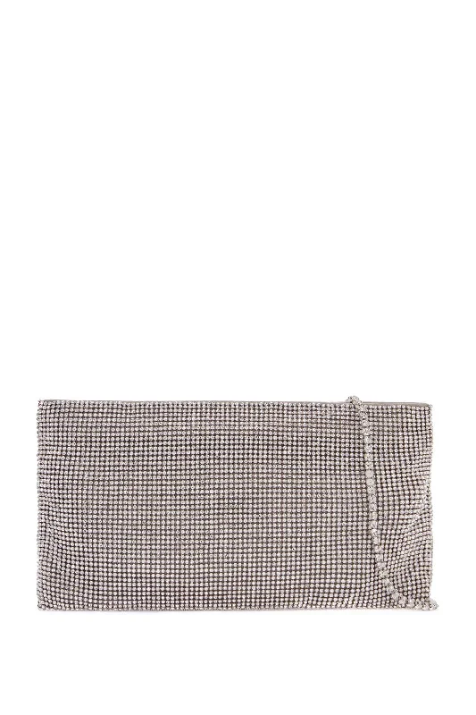 Handle bags with multi-color weaves for vibrancy -Benedetta Bruzziches La Petite Evening Bag In Crystal On Silver With Shoulder Strap