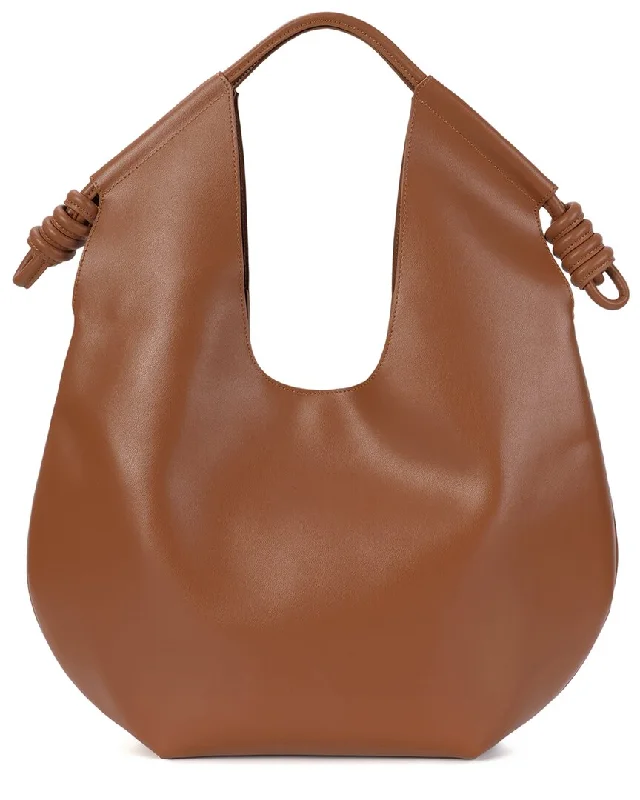 Handle bags with playful pom-poms for charm -Tiffany & Fred Paris Smooth Leather Tote