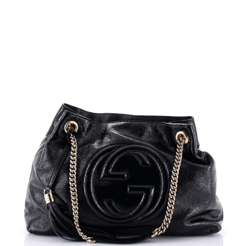 Handle bags with modern cutouts for style -Soho Chain Strap Shoulder Bag Patent Medium