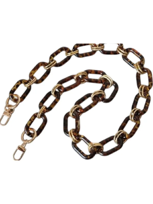 Handle bags with padded straps for comfort -Acrylic Chain Handbag Strap In Tortoiseshell/gold