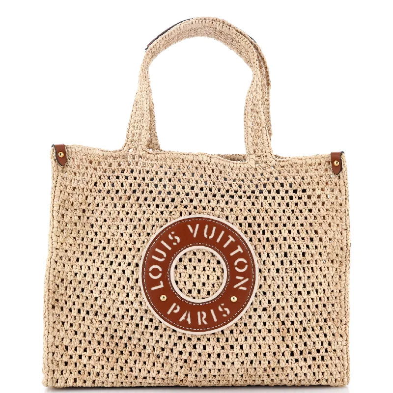 Handle bags with sturdy leather grip accents -OnTheGo Tote By The Pool Crochet Raffia MM