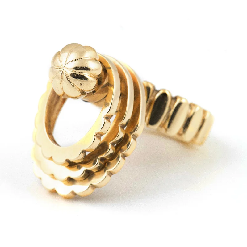 Rings with topaz stones for icy blue -Retro 14K Yellow Gold Spinning Ring