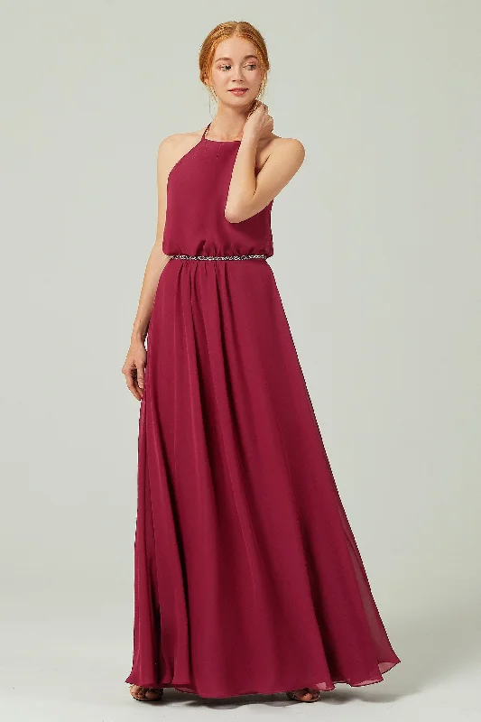 A-line Dresses for Flattering -A-Line Floor Length Chiffon Bridesmaid Dress CB0292