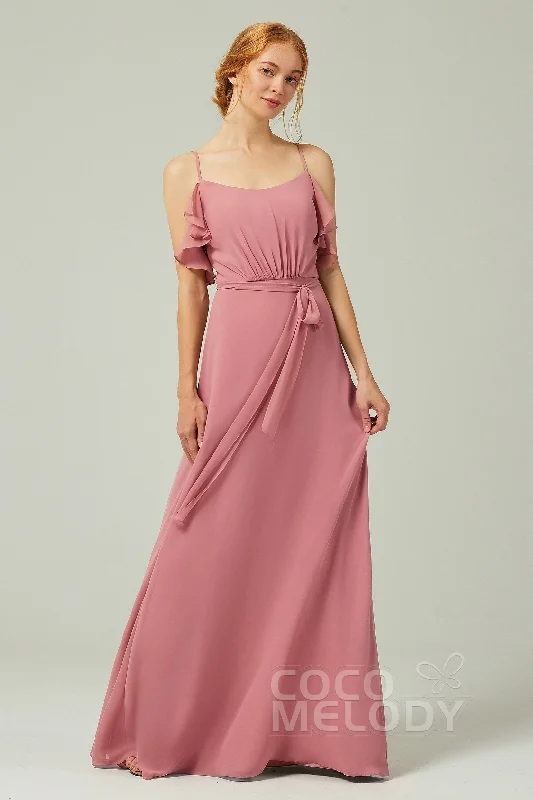 Work Dresses for Professional -A-Line Floor Length Chiffon Bridesmaid Dress CB0299