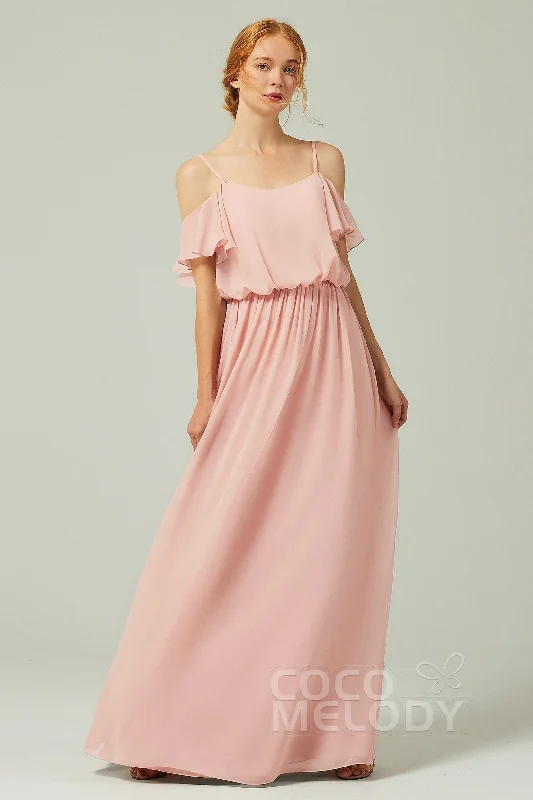 Resort Dresses for Vacation -A-Line Floor Length Chiffon Bridesmaid Dress CB0300