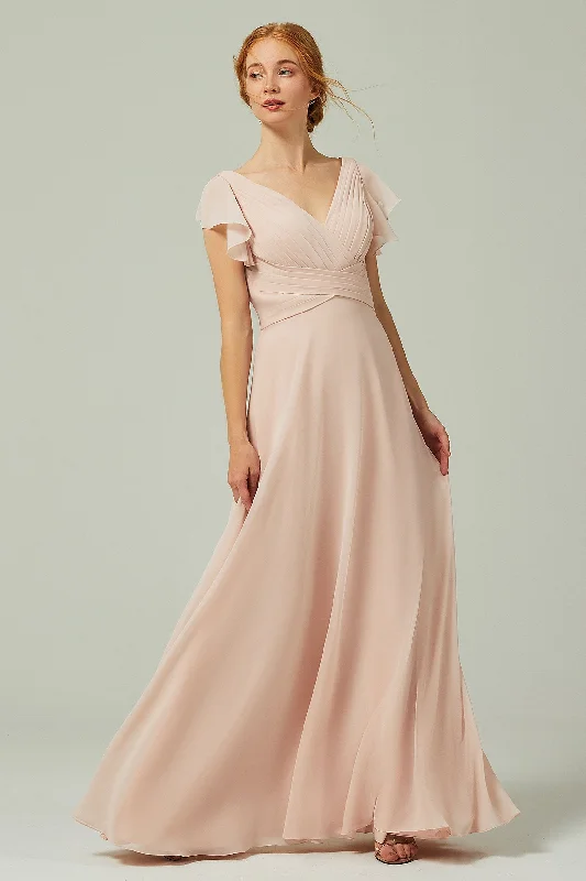 Punk Dresses with Spikes -A-Line Floor Length Chiffon Bridesmaid Dress CB0302